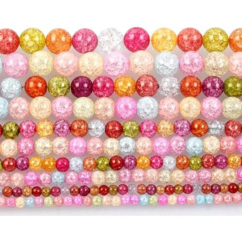 Mix Colors Cracked Beads Natural Stone Charm Round Loose Beads For Jewelry Making For Needlework Beads Diy Strand 4/6/8/10/12 MM