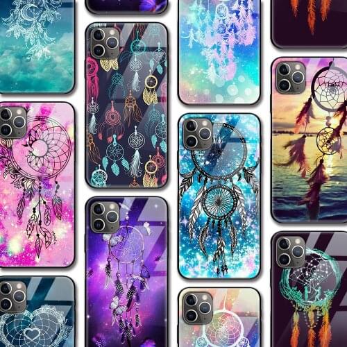 Dream Catcher Funda Case for Iphone 12 Pro Case for Iphone 12 11 XR Pro XS MAX X 7 8 6 6S Plus SE 2020 Tempered Glass Case