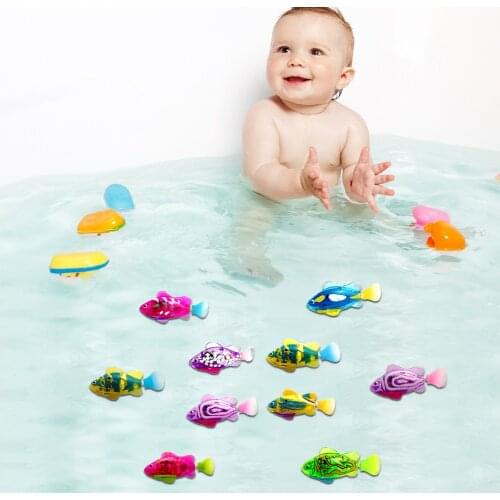 Kids Bath Toys Mini Aquarium Fish Water Activated Electric Swimming Robot Fish Toy Swimming Fish with LED Light for Bathroom