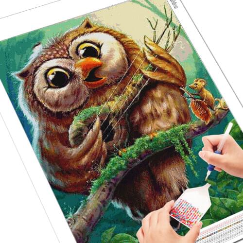 EverShine 5D Diamond Painting Full Drill Square Owl Diamond Embroidery Animal Mosaic Rhinestones Art New Arrival Decor For Home