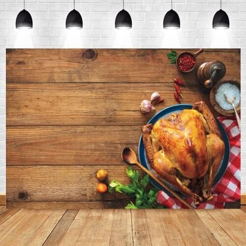 Thanksgiving Day Photography Backdrops Photocall Wood Board Turkey Food Party Decor Background Baby Photo Studio Photographic
