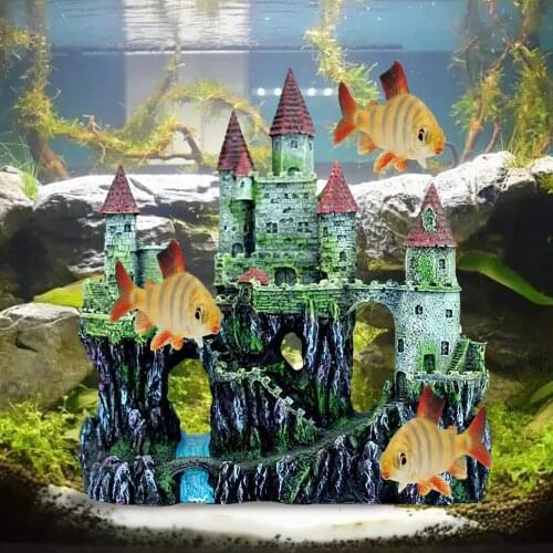 Artificial Aquarium Landscape Home Ornament Fish Tank Decoration Pet Supplies Bridge Castle Aquarium Resin Landscaping Crafts