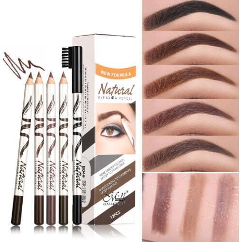 Smudge-proof Eyebrow Pen Waterproof Natural Tattoo Eyebrow Pencil Long Lasting With Brush Cosmetics Black Eye Brow Tint