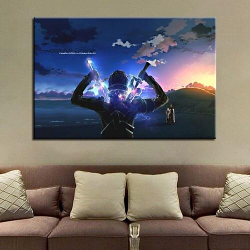 Canvas Paintings Home Decor HD Prints Poster 1 Piece/Pcs Sword Art Online Kirito Anime Pictures Living Room Wall Art Framework