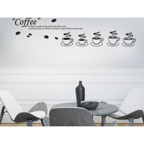 Coffee Kaffee Cups modern restaurant coffee shop store kitchen home decoration wall sticker creative quote pattern vinyl wallart