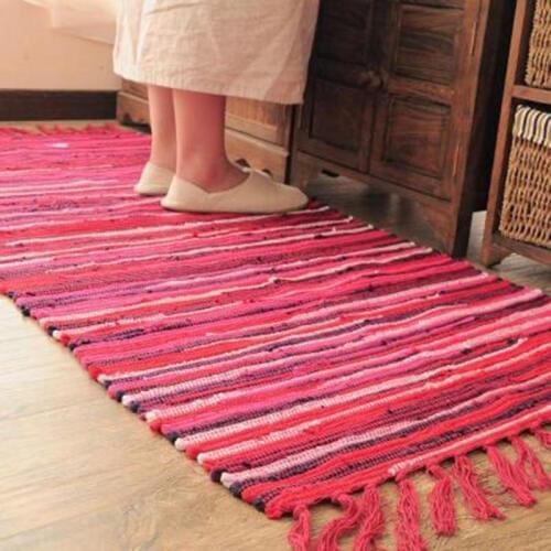 Cotton and linen modern minimalist living room bedroom rug kitchen strip hand woven suitable floor mat absorbent foot pad