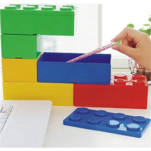 Creative Candy Colour Cute Building Blocks Storage Box Stackable Storage Trumpet Child Toy Storage Organizer Pencil Case Stack