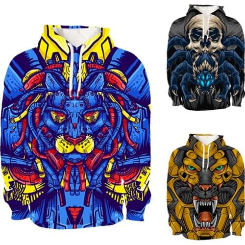 3D Abstraction Animal Tiger Wolf Dragon Hoodie Men Oversized Clothes Fashion Street Hip-hop Harajuku Skull Tops Lion Sweatshirt
