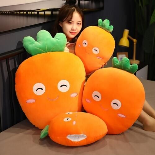 Cartoon Carrot Shaped Plush Pillow Stuffed Toys Soft Plushie Cute Plant Hand Warmer Pillow Cushion Kids Girls Toys Birthday Gift