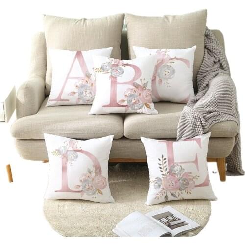 Pink Letter Peach Velvet Pillowcase, Pillowcase, Sofa, Pillowcase Cushion Cover Decorative Pillows