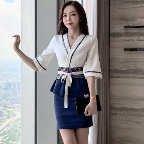 New Work Clothes Female Beautician Health Club Suit Work Clothes Slimming Dress