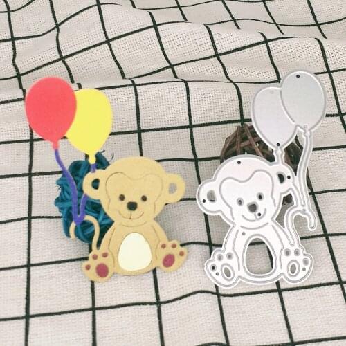 New animal monkey balloon metal cutting mold photo album paper DIY gift card decorative relief cube