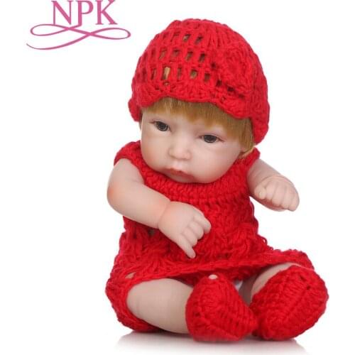 NPK Classic 12 Inch Princess Girl Doll Handmade Full Silicone Vinyl Reborn Baby Dolls With Red Clothes Set Kids Birthday Gift