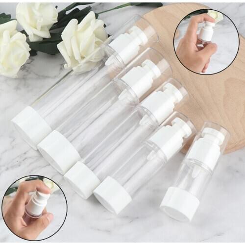 1PC 15ml/30ml/50ml/80ml/100ml Plastic Travel Bottle Refillable Bottle Transparent Airless Pump Perfume Vacuum Spray Bottle