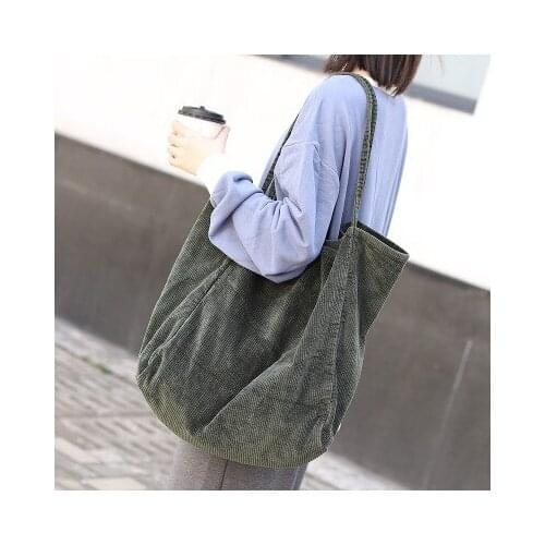 Casual High-capacity shopping bag Women Corduroy Canvas Handbag simple retro single shoulder bags sac femme Compras Bolso mujer