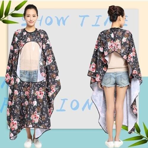 Salon Professional Hair Styling Cape,Hair Cutting Rose Waterproof Hairdresser Wai Cloth with Viewing Window Barber Gown