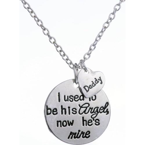 I Used To Be His Angel Now Hess My Pendant Necklace Love Dad Daddy Family Fathers Day Gifts Birthday Jewelry Choker Collar Hot