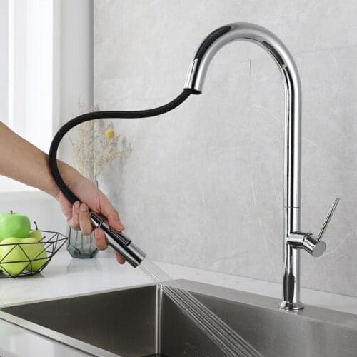 Luxury Black High Kitchen Faucet Cold and Hot Kitchen Mixer Pull Out Two Function Deck Mounted All Brass High Quality Tap