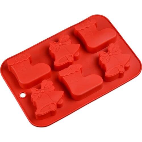 Christmas Socks Bells Chocolate Silicone Mold Biscuits Fondant Cake Mould Pudding Candy Cookie Molds Baking Cake Decorating Tool