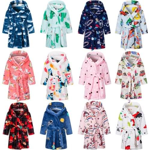 Christmas Boys Girls Keep Warm Terry Robe Kids Kigurumi Astronaut Home Sleepwear Dinosaur Unicorn Winter Bathrobe for Children