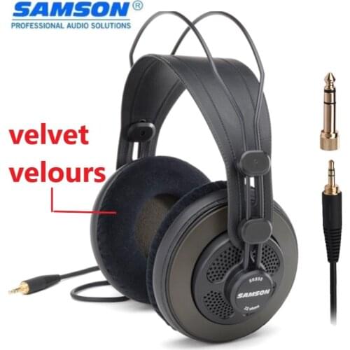 SAMSON SR850 Studio Monitor Headphone Dynamic Headset Semi-Open For Recording Monitoring Music Game Playing , Velvet Earpad