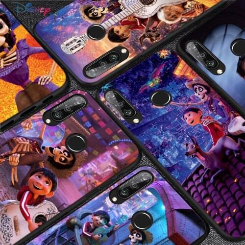 Silicone Cover Disney Movie-Coco For Huawei P50 P40 P30 P20 Pro P10 P9 P8 Lite E Plus 2017 2016 5G Black Phone Case