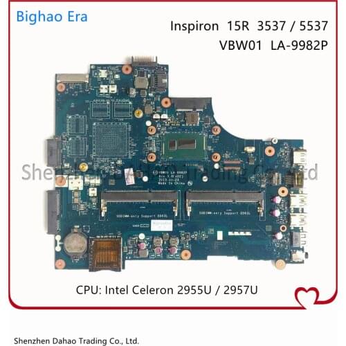VBW01 LA-9982P LA-9981P CN-0D28MX 0D28MX laptop motherboard For Dell Inspiron 15R 3537 5537 mainboard with 2955U DDR3L 100% TEST