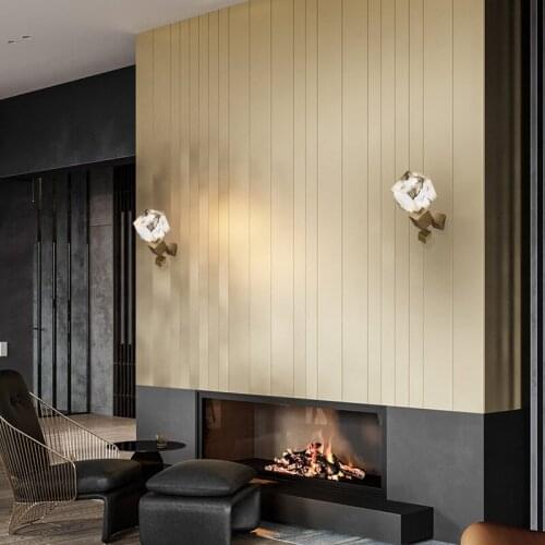 Restaurant Villa Living Room Bedroom Aisle Entrance All Copper Marble Wall Lamp Designer Style Simple Light Luxury Modern