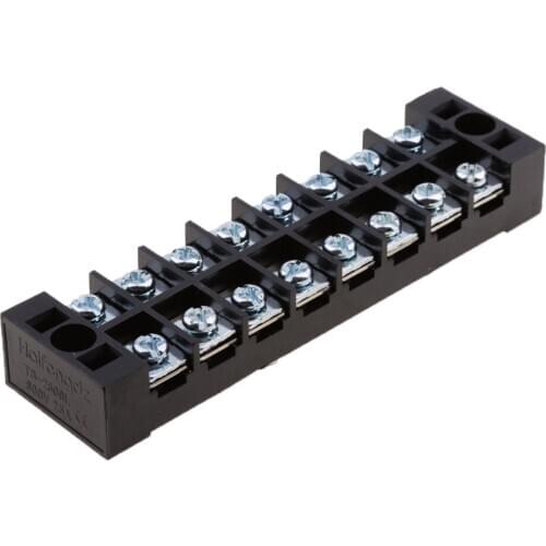 Screw Terminal Strip with Removable Plastic Insulating Cover 600V 25A