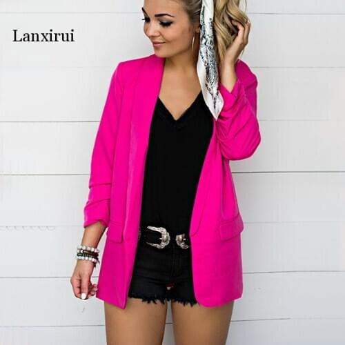 Women Business Coat Blazer Suit Long Sleeve Tops Slim Jacket Outwear Size S-5XL blazer femme grande taille black blazer blazers