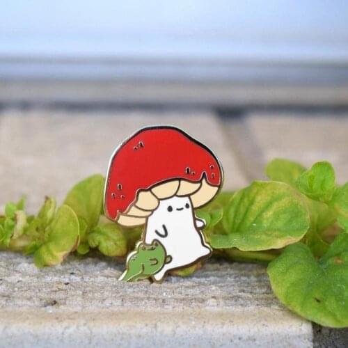 Mushroom and Froggo Hard Enamel Pin, Cute, Kawaii, Nature, Outdoors Lapel Pins Badge Brooch