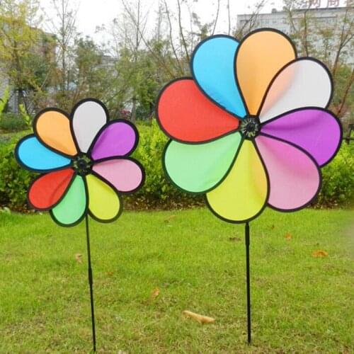 1Pcs Colorful Rainbow Dazy Flower Spinner Wind Windmill Garden Yard Outdoor Decor
