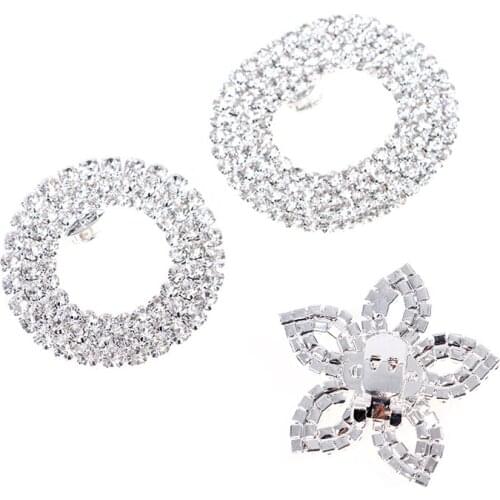 1pc Women Elegant Shoes Rhinstones Ornament Crystal Decorations Shoes Clips Bridal Wedding Party Shoes Accessories 3 Styles