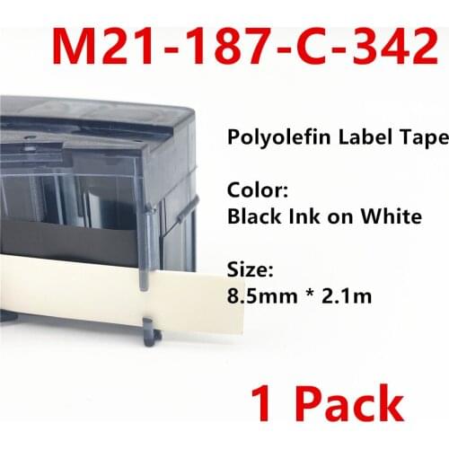 1PK bmp21 label maker M21-187-C-342 for bmp21 PLUS bmp21 LAB printer Polyolefin label tape label ribbon 8.5mm * 2.1m BK on WT