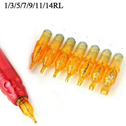 Tattoo Cartridge Needles RL 20Pcs Round Liner Sterilized Body Art Eyebrow Permanent Makeup for Tattoo Machine Gun Power Supply