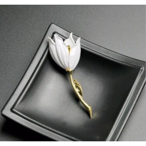 2017 New Fashion Jewelry Accessories White Tulip Brooch New Unique Popular Party Mother And Daughter