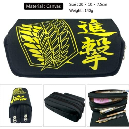 2021 Anime Attack On Titan Pen Case Student School Supplies Anime Stationery Box Child Study High-Capacity Pencil Bag