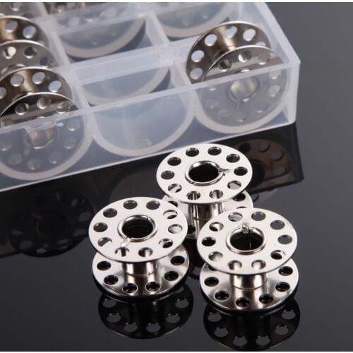 25Pcs/set Clear Empty Bobbins Spool Metal Case With 25 Grid Storage Case Box for Brother Janome Singer Elna Sewing Machine Reels
