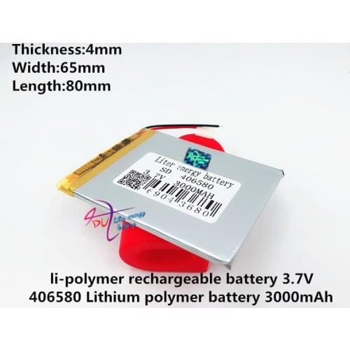 3.7V 3000mah Lithium LiPo Polymer Rechargeable Battery 406580 For DIY MP4 MP5 Tablet PC E-Book Mobile Power video game