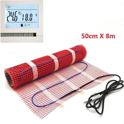 50cmX8m 150w/m2 Warm Floor Heating Mat 220V 4 Square Meters Electric Heater Under Tile