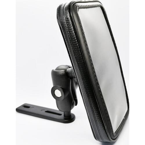 Motorcycle Aluminum Brake/Clutch Reservoir Cover Base Mount Mobile Phone Holder Water Resistance Case 6CM Double Socket Arm