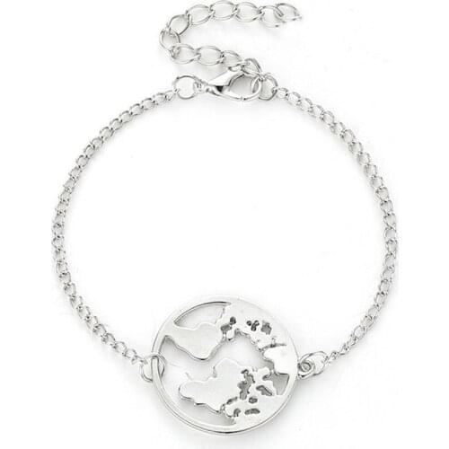 World Map Bangle Ladies Bracelets Universal Girl Chain Bracelets Trendy Women Party Ornaments Delicate Hand Accessories