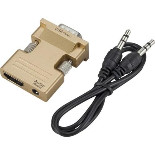 HDMI-compatible Female To VGA Male Converter Audio Cable Adapter 1080P HD Video Output for PC Laptop TV Monitor Projector