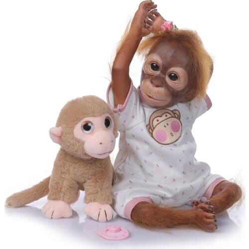 Monkey Toy Plush Life Like Silicone Reborn Baby Doll Black Monkey Reborn Toddler Bebe Boneca 55cm Child Birthday Gift Toy Girls