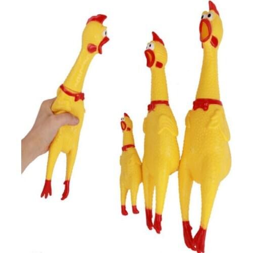 Pretty&Better Funny Cute Cartoon Rubber Screaming Chicken Puppy Interactive Chewing Dog Toy Cleaning Teeth Sm ll Pet Squeaker
