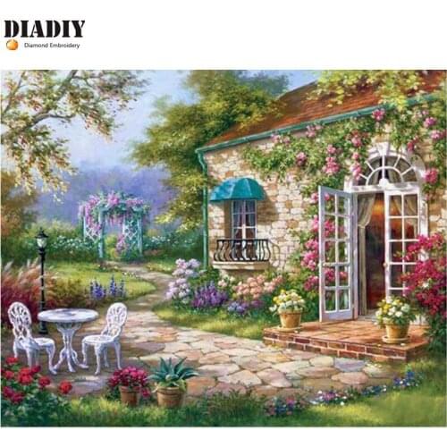 Full Square drill 5D DIY Diamond embroidery garden scenic Diamond Painting Cross Stitch Rhinestone Mosaic decoration gift