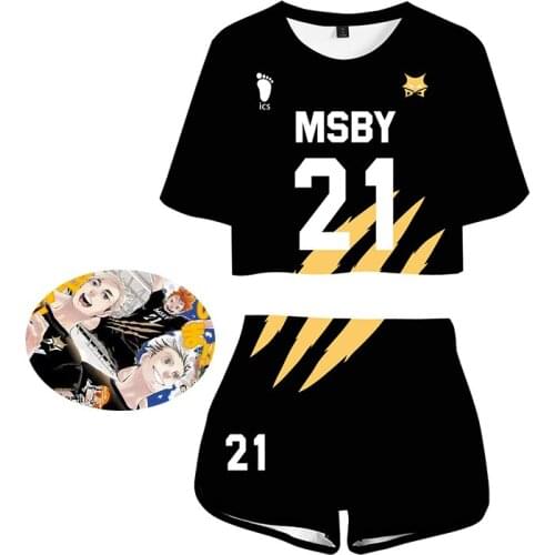 Haikyuu MSBY Cosplay Costume Black Shirt Hinata Shouyou Schweiden Atsumu Miya Kotaro Bokuto Kiyoomi Sakusa T-shirts Short Pants