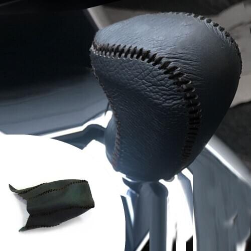 Muchkey Leather Gear Knob Stick Covers For PEUGEOT 408 2013 508 2011 2012 2013 2014 2015 Non-slip Automatic Shifter Black Type