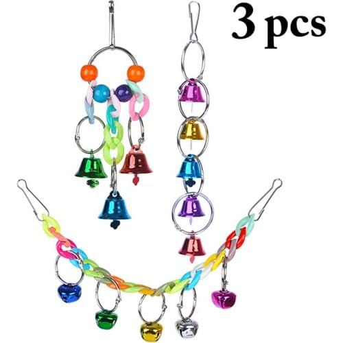 Legendog 3Pcs/Set Parrot Bell Toys Colorful Bird Swing Toys Bird Chewing Toys Bird Interactive Toy Pet Supplies Random Color