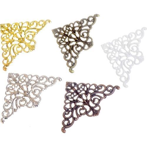 Free shipping 5PCS/lot 5Color Metal Triangle Filigree Wraps Connectors Crafts Gift Decoration DIY Findings 4.8x7.5cm